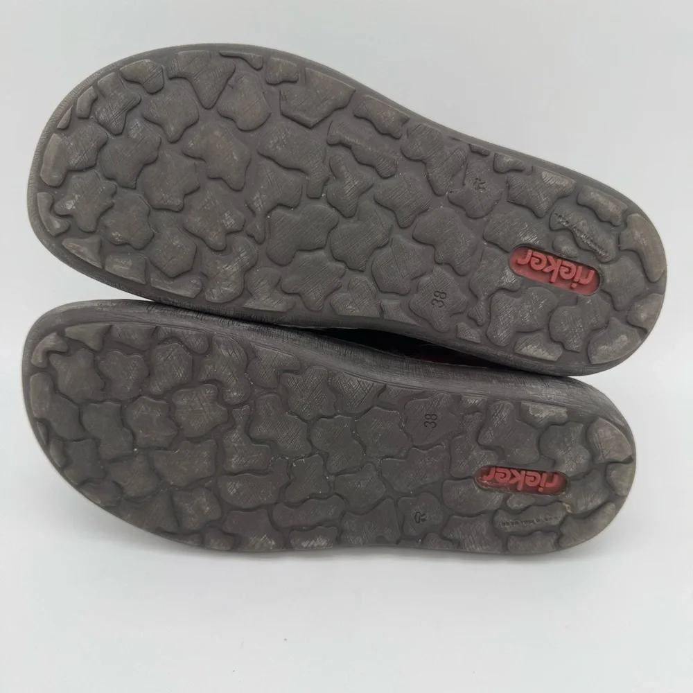 Rieker “Simona 30” Lace Up Leather Ankle Boot Black/Wine/Brandy Size EU 38/US 7 - Picture 9 of 14